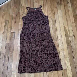 Old Navy Brown Spotted Midi Dress